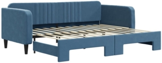 vidaXL Tagesbett Ausziehbar Blau 90x200 cm Samt 3197062