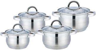 Kochtopf Set 8-tlg, Edelstahl Suppentopf Induktion Schmortopf Bratentopf Topf