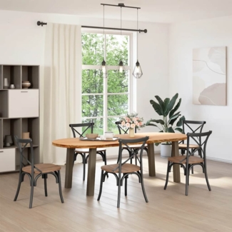 vidaXL Esstisch Hellbraun 240x100x74 cm Massivholz Eiche Oval 3305581
