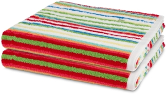 Ross Vita 2 tlg. Frottier-Set - 2 X Duschtuch (70 X 140cm) - 520 - Rot / weiß