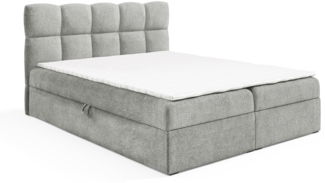 MEBLINI Boxspringbett NIKOLAS 120x200 cm mit Bettkasten – H3/Grau Boucle Polsterbett - Doppelbett mit Topper & Bonellfederkern-Matratze