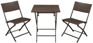 Bistroset ROSSANO 3-teilig klappbar, Metall + Polyrattan braun bicolor