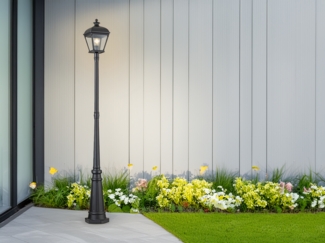 LED Straßenlaterne im Landhausstil Aluminium Schwarz, Höhe 216cm