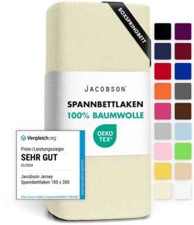 Jacobson Spannbettlaken BOXSPRING & ÜBERLÄNGE aus 100% Baumwolle, für hohe & lange Matratzen, Jersey Bettlaken 160 g/m², OEKO-TEX®