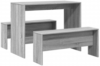 vidaXL 3-tlg. Esstisch und Bank Set Grau Sonoma Holzwerkstoff 855536