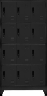 vidaXL Schließfachschrank Schwarz 90 x 45 x 180 cm Stahl