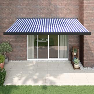 vidaXL Markise Einziehbar Blau und Weiß 4x3 m Stoff und Aluminium