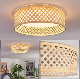 hofstein Deckenleuchte Deckenlampe aus Metall/Bambus/Kunststoff in Weiß/Naturfarben, ohne Leuchtmittel, moderne Leuchte mit Lichteffekt im Boho-Design, (30 cm), 16 Watt