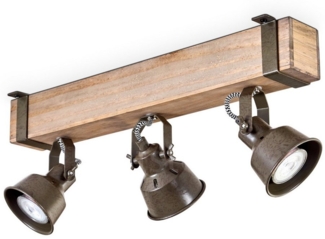 hofstein Deckenleuchte moderne Deckenlampe aus Metall/Holz in Grün-Grau/Natur, ohne Leuchtmittel, Deckenleuchte mit verstellbaren Schirmen, 3 x GU10 ohne Leuchtmittel