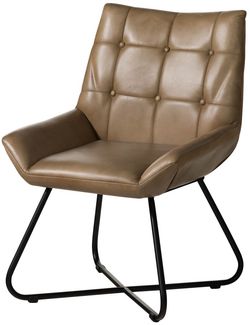 Stuhl Echtleder 61 x 65 x 89 beige IRON LABEL #613