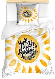 Abakuhaus Bettwäsche Milbensicher Allergiker geeignet mit Kissenbezug, Microfaser, Gelb Aquarell-Effekt Sonne