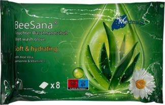 MediTrade Einmal-Waschhandschuh Meditrade Feuchter Waschhandschuh -Kamille & Aloe Vera - 8 Stück (8-St)