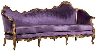 Casa Padrino Luxus Barock Samt Sofa Lila / Gold - Edles Handgefertigtes Wohnzimmer Sofa im Barockstil