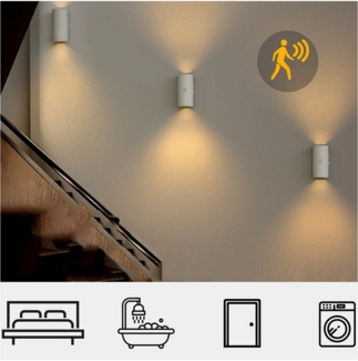 PRIISF Wandleuchte LED Wandlampe Innen Wandlicht Flur Strahler Leuchten Bewegungsmelder, Magnetische, Wandbeleuchtung Warmweiss Treppenhuas Beleuchtung, Wandlampen mit Akku kabellose Wandleuchten, mit Bewegungsmelder Lampe Touch Control Licht Up Down f...