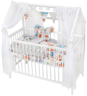 Hausbett 120x60 – Komplettset mit Matratze & Tierzug-Bettwäsche