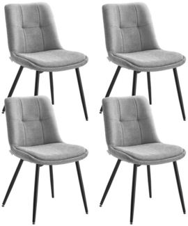 VASAGLE Esszimmerstuhl 4er Set, Küchenstuhl, Polsterstuhl, Chenille, Stuhl, bis 120 kg belastbar, Doppelkissen, Metallbeine, modern, für Esszimmer, Küche, taubengrau KDCDE151G14