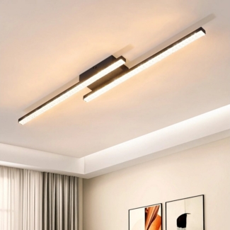 Nettlife LED Deckenleuchte Flur Kristall Schwarz Deckenlampe 12W Modern Metall 3000K Schlafzimmer, LED fest integriert, Warmweiß, Flur Küche