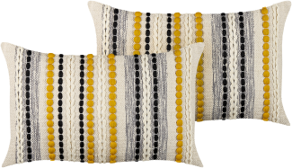 Kissen 2er Set ARDISIA Bouclé 40 x 60 cm Streifen Helles Beige