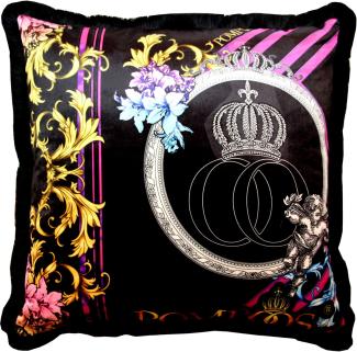 Riesiges XXL Luxus Barock Kissen Purple / Black Pompöös by Casa Padrino von Harald Glööckler 80 x 80 cm mit funkelnden Glitzersteinen