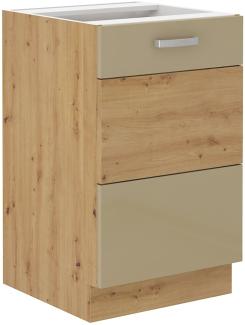 Spülenschrank 50 cm Eiche Artisan Cappuccino Glanz Küchenzeile Küchenblock Küche