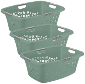 ROTHO Wäschekorb Flowers 3er-Set Wäschekorb 50l, Kunststoff (PP) BPA-frei