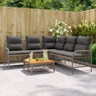 vidaXL 2-tlg. Garten-Sofagarnitur mit Auflagen Poly Rattan Grau 368734