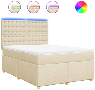 vidaXL Boxspringbett mit Matratze Creme 160x200 cm Stoff 3293650