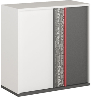 Kommode "Philosophy" Sideboard 90cm weiß graphit rot mit Schrift Print