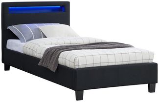 CARO-Möbel Polsterbett Himalaya mit LED Beleuchtung Einzelbett Jugendbett 90x200 cm mit Lattenrahmen, in schwarz Stoffbezug