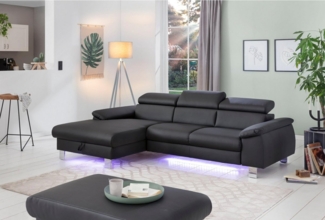 COTTA Ecksofa Komaris L-Form, mit Kopfteilverstellung, wahlweise Bettfunktion,Stauraum & Beleuchtung