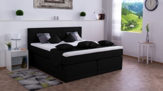 Meisterbetten Boxspringbett John 100x220 in WT-Schwarz, Matratzenbezug Nano, Komfortschaum-Topper