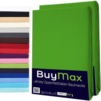 Buymax Spannbettlaken 160x200 cm Baumwolle 100% Spannbetttuch Bettlaken Jersey, Matratzenhöhe bis 25 cm, Farbe Apfelgrün