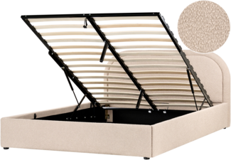 Bett mit Stauraum Bouclé QUILLIEN 160 x 200 cm Beige