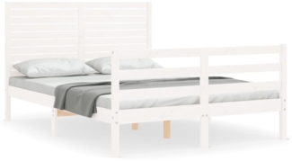 vidaXL Massivholzbett mit Kopfteil Weiß 140x190 cm 3195007