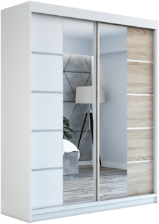 Schwebetrenschrank ERA 2-trig Schrank 180 cm. (mit Spiegel) Farbe: Wei , sonoma