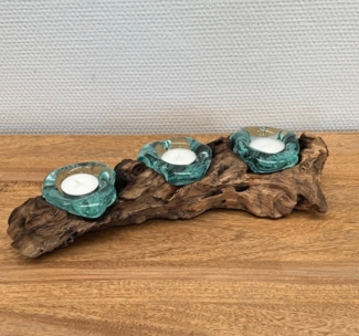 Wurzel mit 3 Teelicht-Gläsern "Knox" 30cm