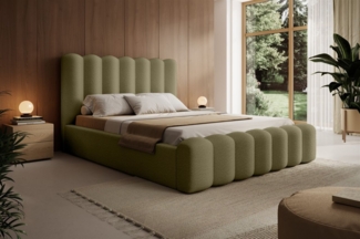 Polsterbett Doppelbett MACON 140x200cm Komplettset Stoff Euphoria Olivgrün