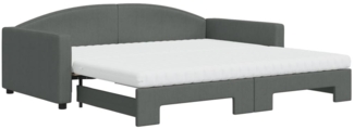 vidaxl Tagesbett Ausziehbar mit cm (Farbe:, Dunkelgrau, 200x200 cm, Stoff (100 % Polyester), Metall, Massivholz