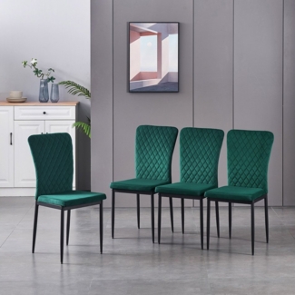 JYMTOM Esszimmerstuhl Samt/Kunstleder, hoher Lehne, Metallgestell, 4/6er-Set (4 St), Samt, Gitter-Design, für Wohnzimmer, Büro, Klassenzimmer