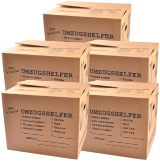 BURI Aufbewahrungsbox 5er-Set Umzugskartons 41x35x34 Umzugskiste Bücherkiste Archivkarton Tr