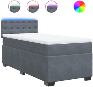 vidaXL Boxspringbett mit Matratze Dunkelgrau 80x200 cm Samt 3288475