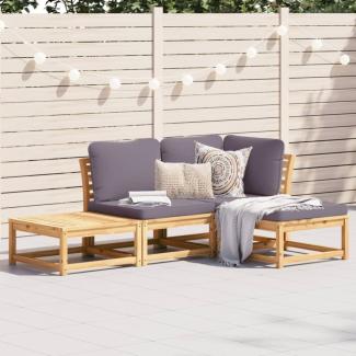 vidaXL 4-tlg. Garten-Lounge-Set mit Kissen Massivholz Akazie