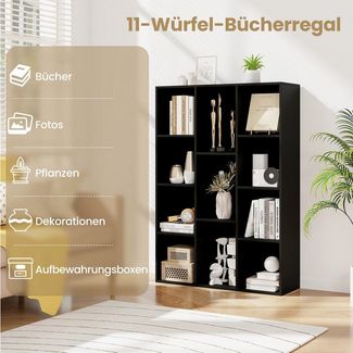 COSTWAY Bücherregal, mit 11 Fächern, bis 140 kg belastbar, 74 x 24 x 106 cm