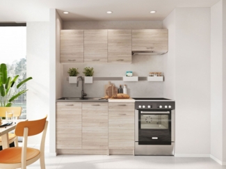 Mirjan24 'Mela' Küche, ohne Beleuchtung, 5 Schrank-Module frei kombinierbar, Holzwerkstoff beige, 60 x 180 x 200 cm