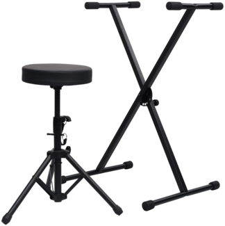 vidaXL Keyboardständer und Hocker Set Schwarz 70095