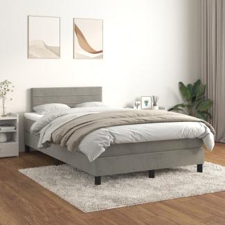 vidaXL Boxspringbett mit Matratze Hellgrau 120x200 cm Samt 3141353