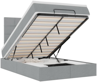 vidaXL Ottoman-Bett mit Matratze & LEDs Hellgrau 120x190 cm Stoff 3313989