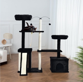 HOME DELUXE Kratzbaum JAX, mit Sisalstamm & Rückzugsort, Katzensäule, Kletterbaum