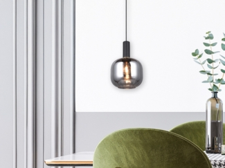 TRIO Leuchten Pendelleuchte DIVA, E27 Hängelampe 1-flammig mit Glasschirm, exkl 1xE27 max 10W, Leuchtmittel wechselbar, warmweiß - kaltweiß, höhenverstellbar bis max 150cm, Ø 20cm, Hängeleuchte Wohnzimmer Küche