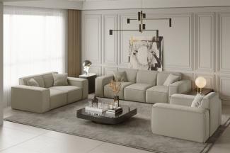 Sofaset Designersofa CELES 3-2-1 in Stoff Opera Velvet Creme